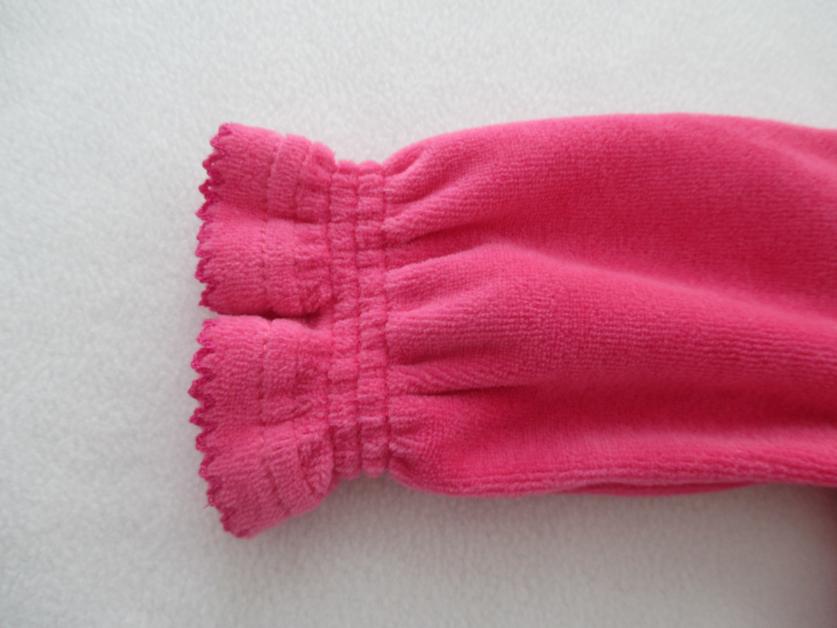 Fancy Sleeve Cuff Picot On Feet Long Sleeve Baby Velour Romper With Feet