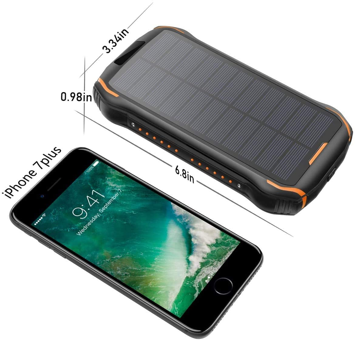 26800mAh Portable Solar Powerbank With Wireless Function IPX7 Waterproof