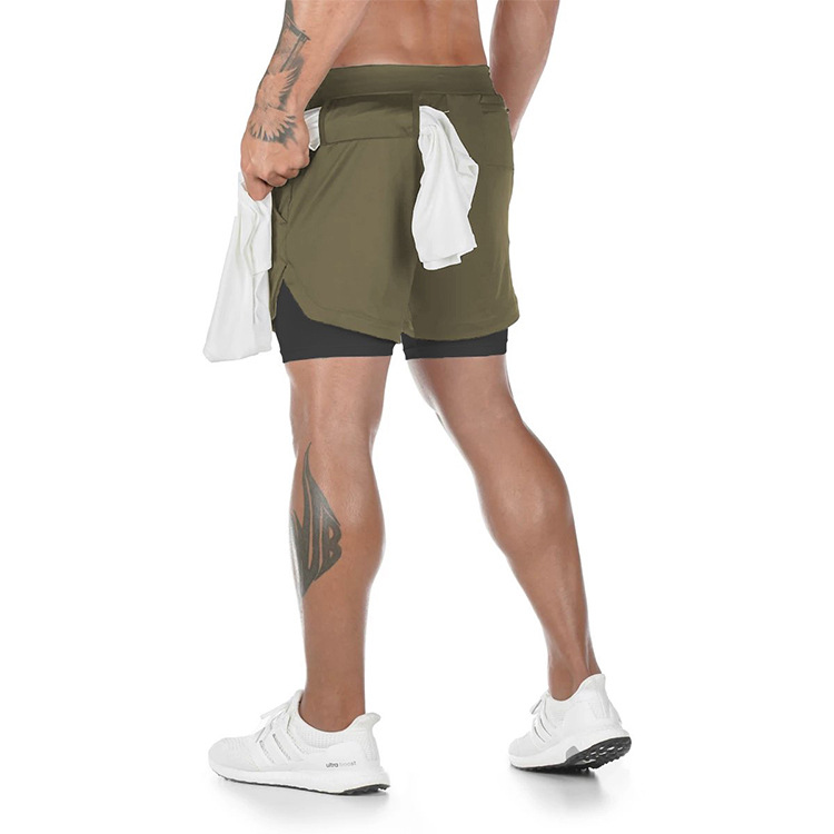 Custom Logo Double Layers Fitness Sportswear Mens Workout Compression Running Gym Shorts