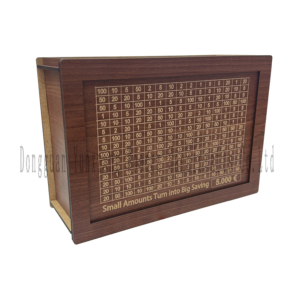Wooden Money Box with Saving Targets, Wooden Savings Box Coin Money Savings Box with Counter
