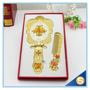 Buy cheap Rose Design Metal Materials Vanity Girl Hollywood Cosmetic Makeup Table Mirror With Handle Wedding Gifts product
