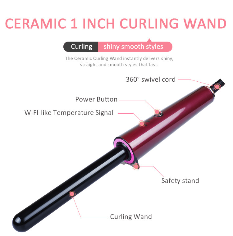 60S fast heat up Ceramic Hair Curler , CE Ceramic Coated Curling Iron