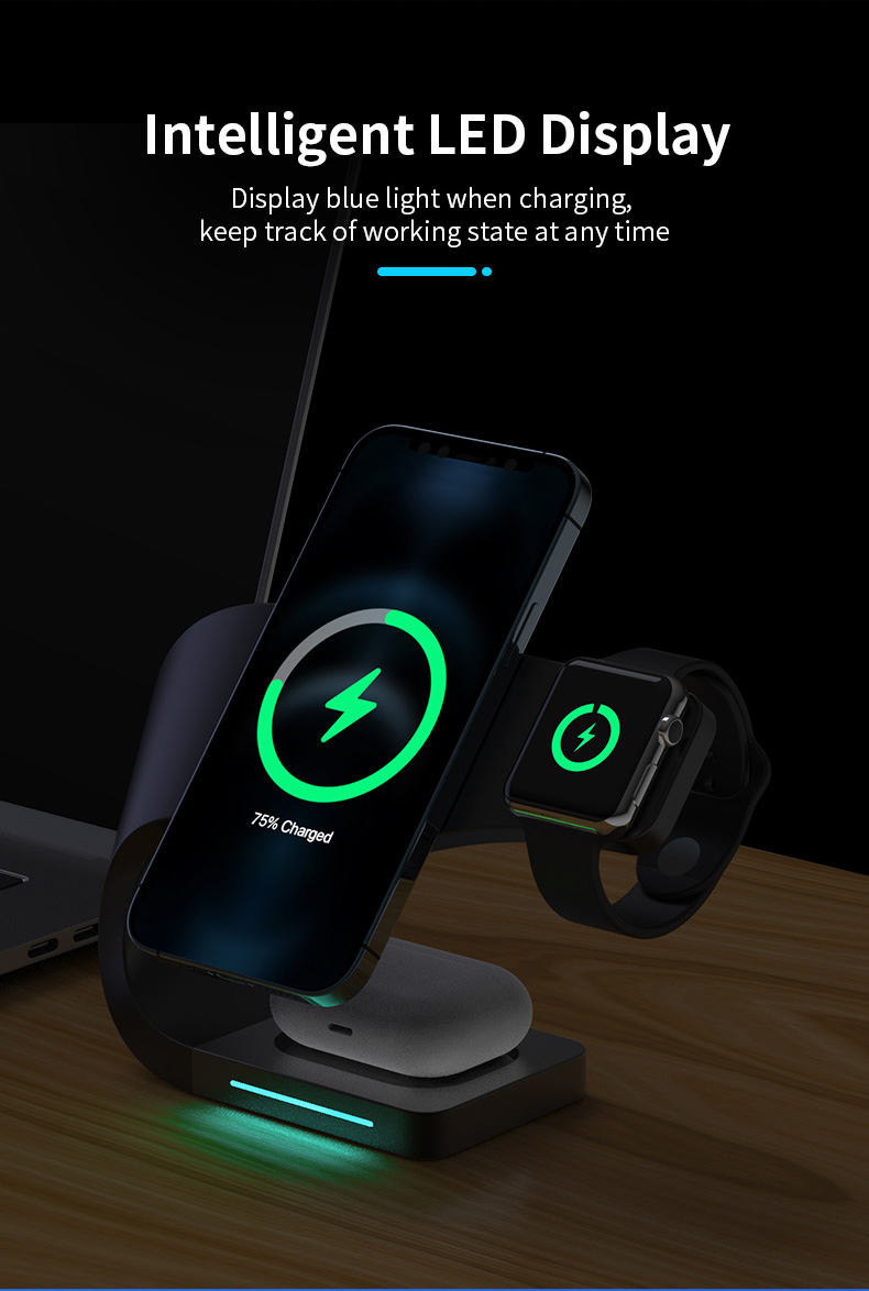 4 In 1 Magnetic Absorption Wireless Charger with 15W Fast Charging and Logo Service