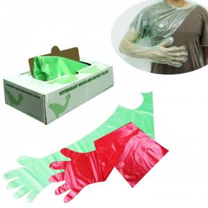 China Disposable PE Long Gloves VET Clinic Long Gloves With And Without Shoulder Veterinary Dressing Gutting Glove on sale