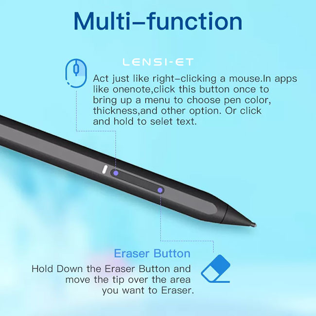 Tilt Function Tablet Stylus Pencil Aluminum Custom Stylus Pens 10 Hours Working Time