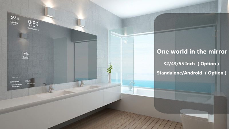 Wall Mounted Android Wifi Smart Magic Mirror Fitness Digital Signage 50inch