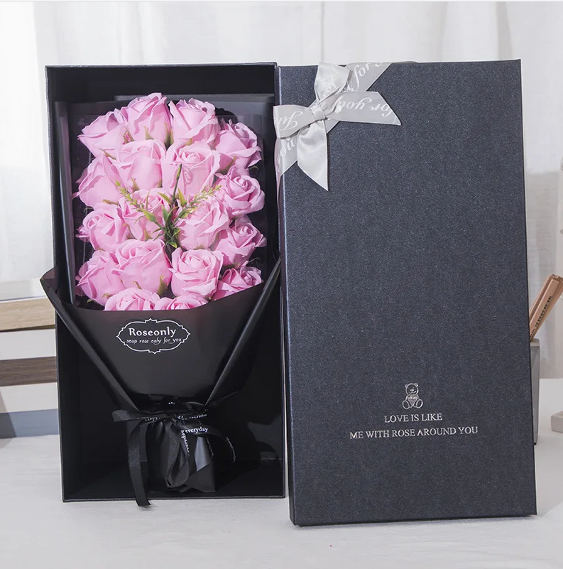 Custom Logo Packaging Gift Red Roses Colored Flower Soap Gift Box for Valentine's Day