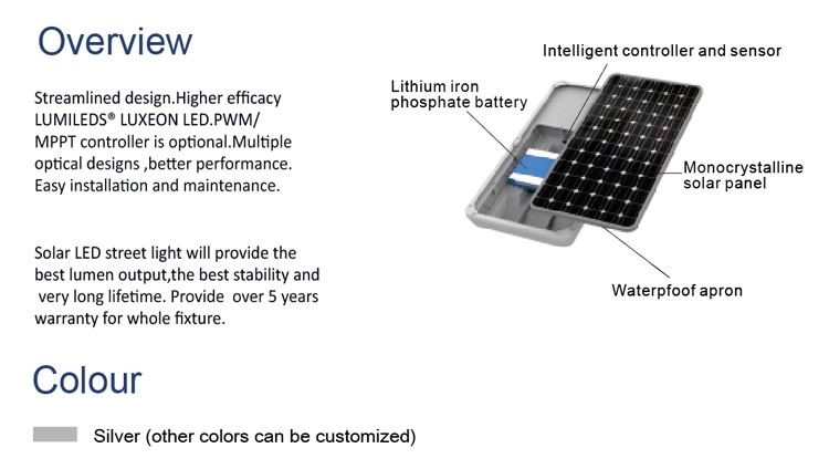 Rainproof 60 Watt Solar Street Light With Adjustable Beam Angle , Led Road Lamp