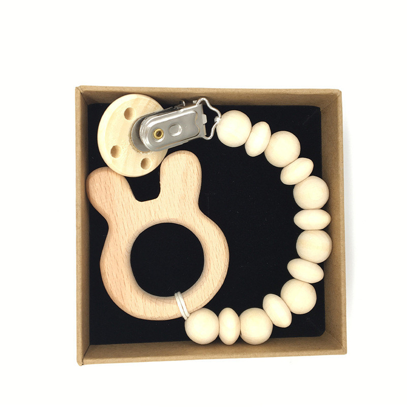 Animal Organic 5pcs Wooden Silicone Teether Wooden Baby Teething Toys