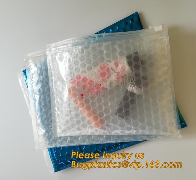 Holographic Factory Shiny gold Cosmetic bag Zipper Bubble Bag zip-lock Slider Padded Mailer metallic bubble zipper bagea