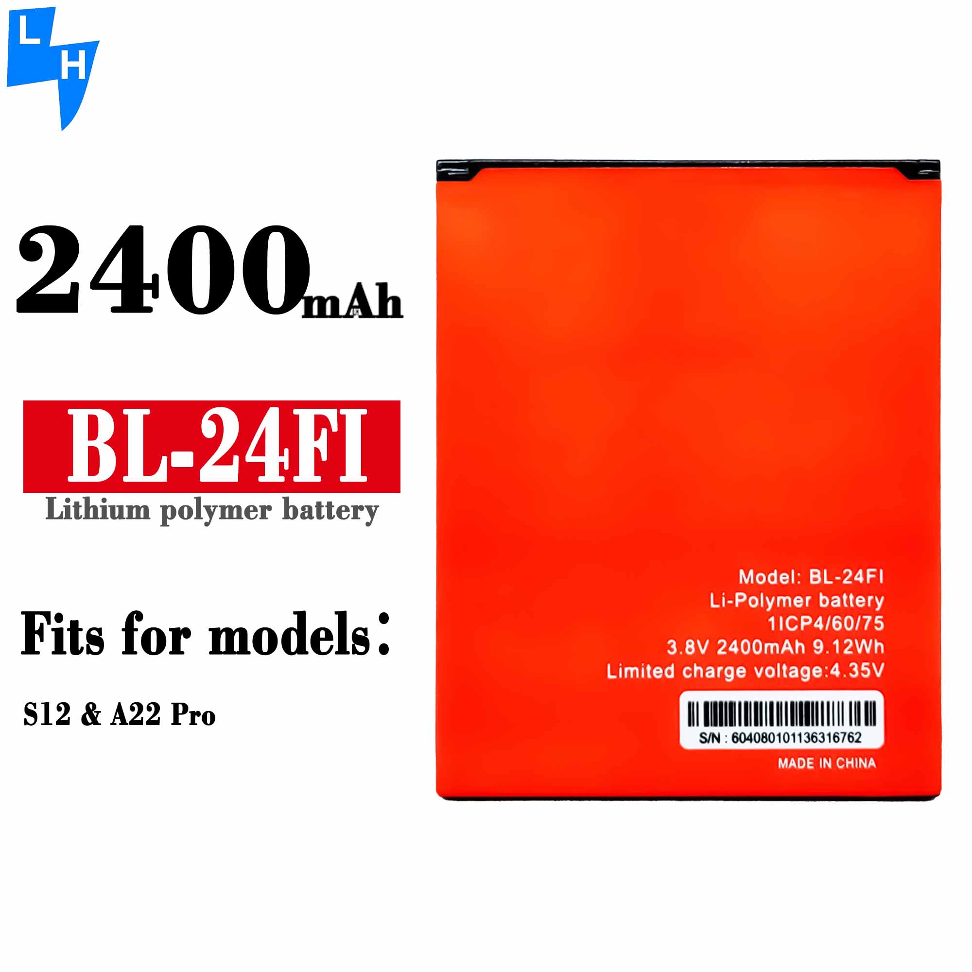 2400mAh Capacity Black Itel 24Fi S12 A22 Pro BL-24Fi Mobile Battery for Your Requirements