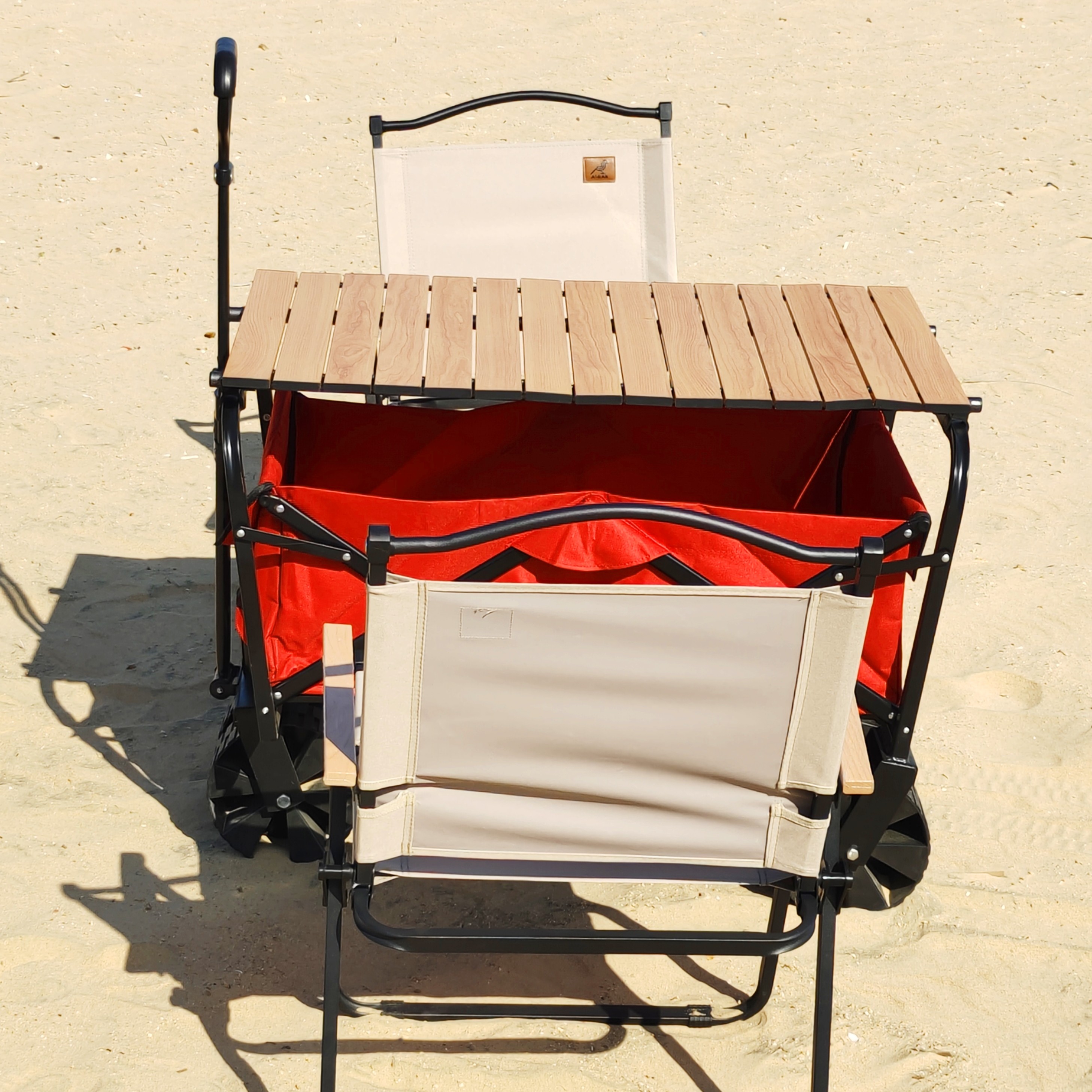 Wide Wheels Practical Foldable Beach Cart Welding Industrial Storage Folding Wagon