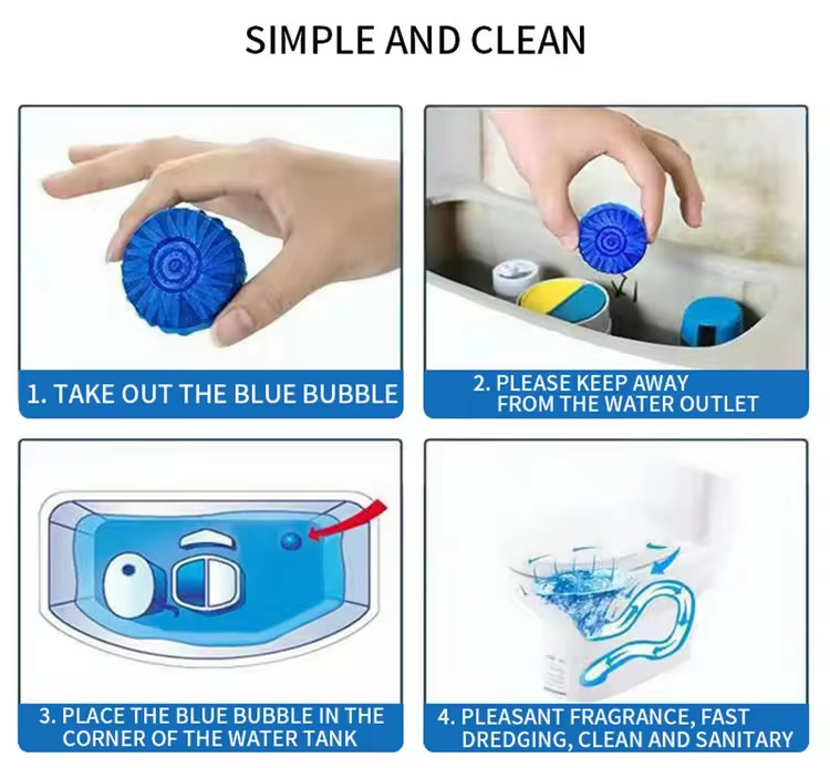 Automatic Blue Natural Toilet Bowl Cleaner Tablets With Bleach
