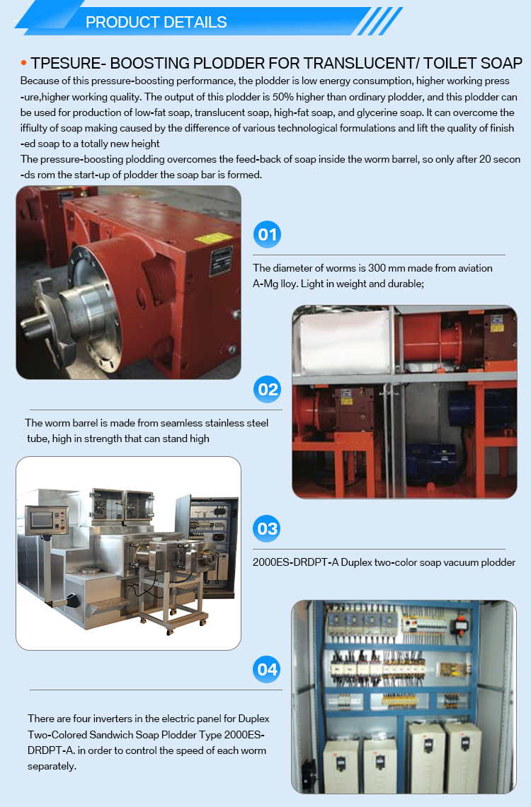 Duplex Single-Worm Plodder Soap Extruder For Bar Soap Manufacturing