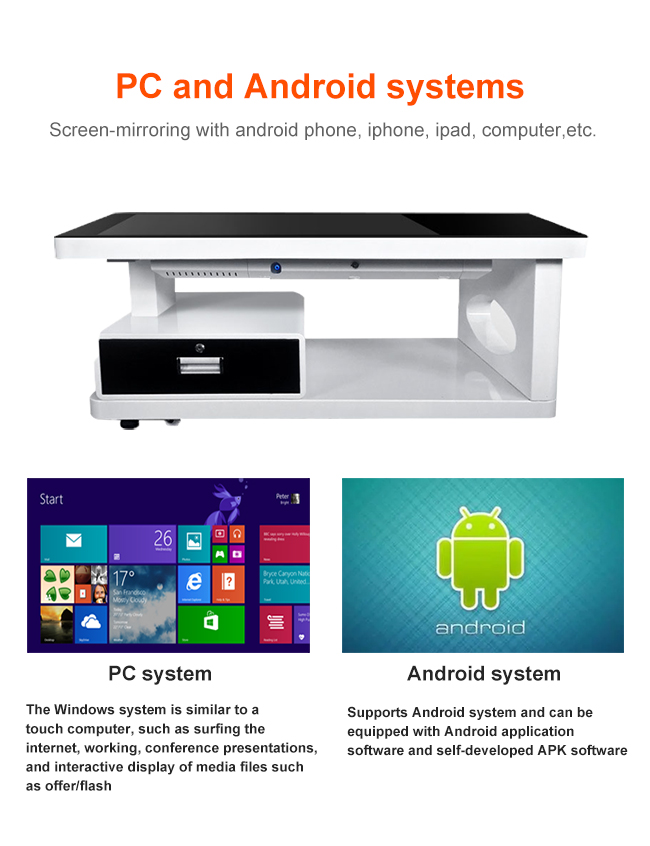 55 Inch For Game/Advertising/Exhibition LCD Interactive Capacitive Touch Screen Digital Drawer Smart Touch Table
