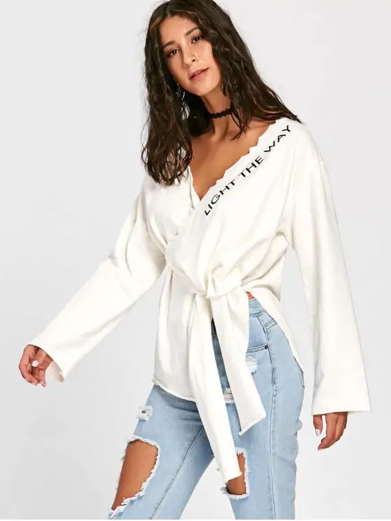 Spring Letter Pattern Long Sleeve Knitted Tip Top Women