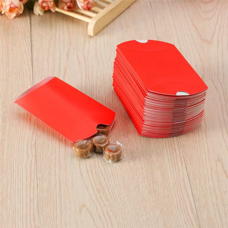Custom Make Brown Kraft Pillow Boxes Colorful Ivory Paper Candy Box small gift bag