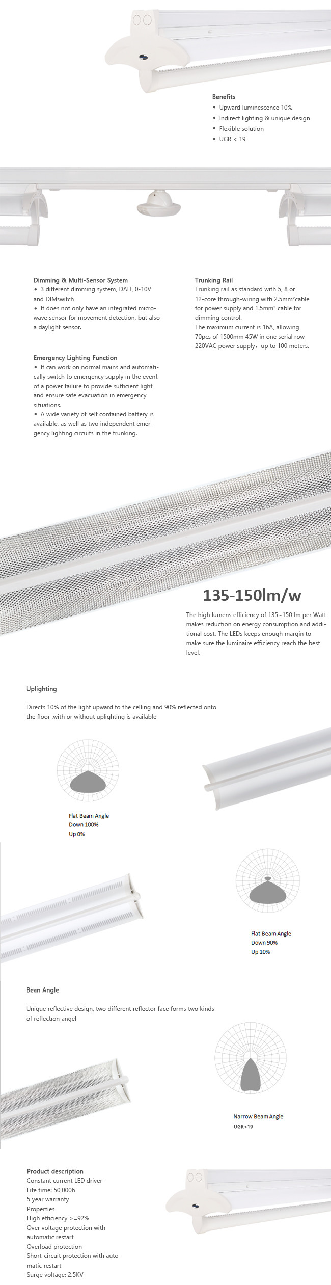 80CRI 4 Foot Long LED Light Fixture , 60W Commercial Electric Lighting
