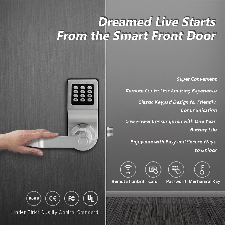 Classical Electronic Door Lock With Remote Control , Card Code Combination Door Lock