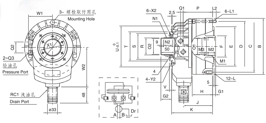 HK SHORT TYPE ROTATING HYDRAULIC CYLINDER WITH THROUGH-HOLE AND SAFETY DEVICE（2）