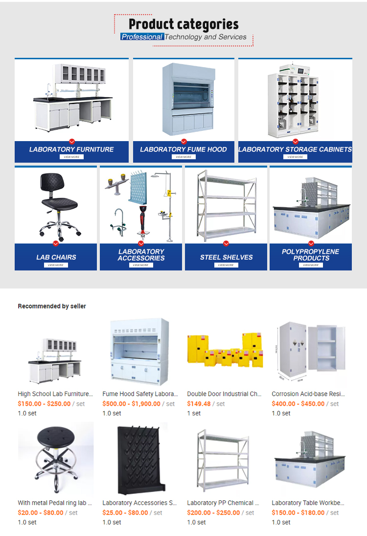 Steel Lab Island Bench Anti Corrosion Metal Laboratory Furniture ISO Standard