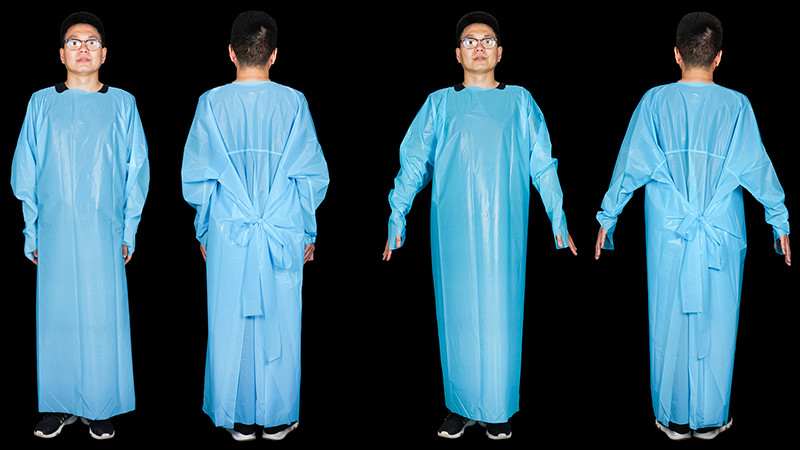 Long Sleeve Apron Thumb Loop Cuff Disposable CPE Gown