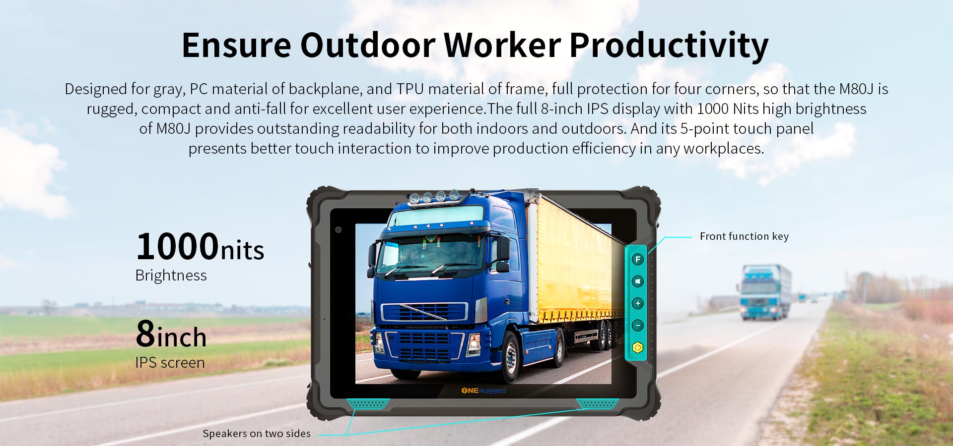 Industrial Rugged Tablets M80J 8 Inch With Win 10 Waterproof GPS WIFI Camera NFC IP65