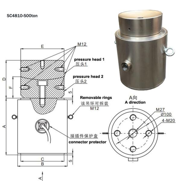 SC4811 Compression Type Canister Style 30 ton 300 ton Load Cell 500ton 1000ton Weight Sensor for Heavy-Duty Applications