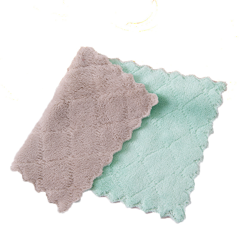 Thickened Coral Fleece Dishcloth Microfiber for Household Cleaning Sustainable Pattern