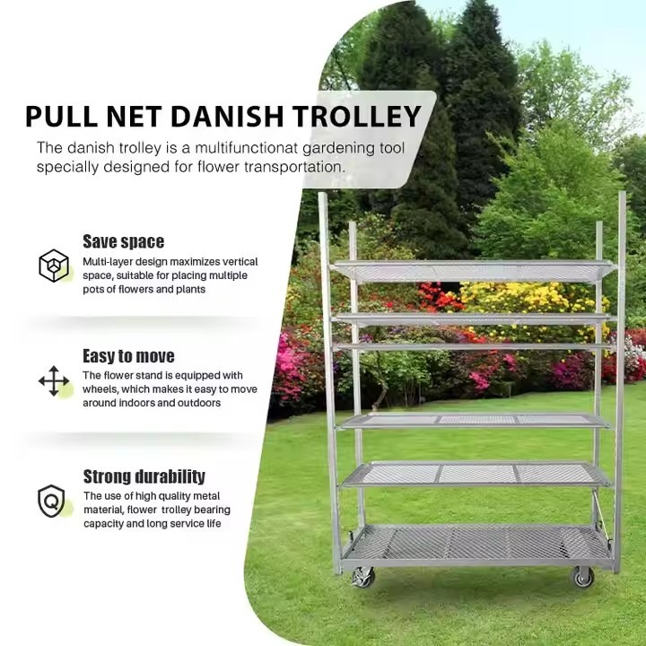 Hot Galvanized Metal Farmers Dutch Flower Trolley For Display