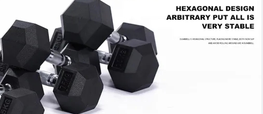 Wholesale High Quality Home Gym Fitness Equipment Hex Rubber Cover Dumbbell