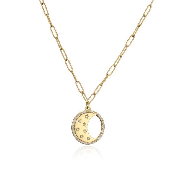 OEM 24k Gold Jewelry Link Chain Paperclip Necklace Pendant For Women Lady Gift