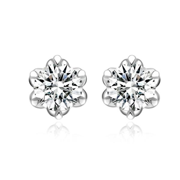 Beautiful Flower Design 18k Lab Grown Diamond Earrings Jewelry NGTC Certified