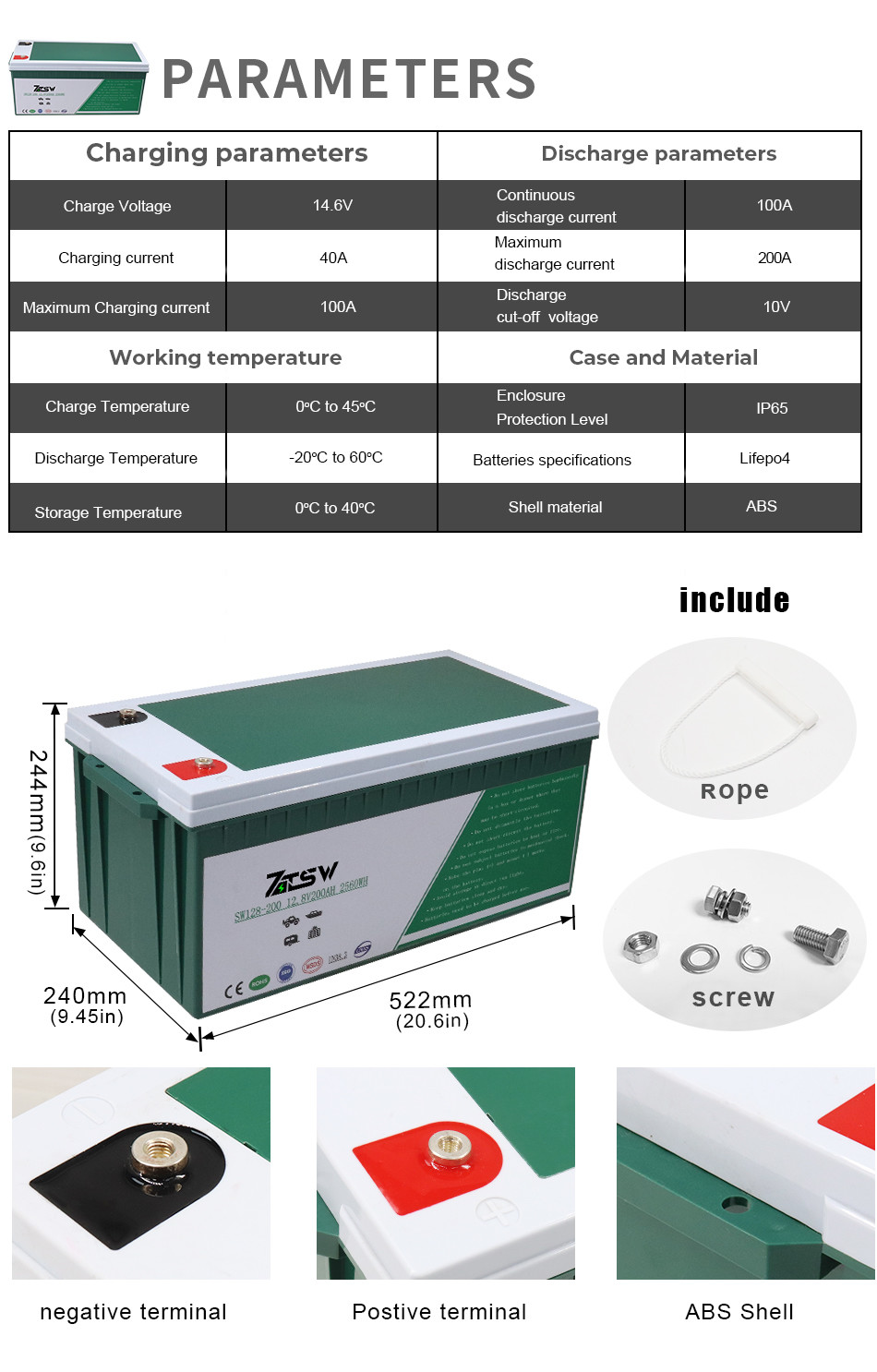 UPS Yacht High Energy Lithium Lifepo4 Battery 200ah 12v 2560W