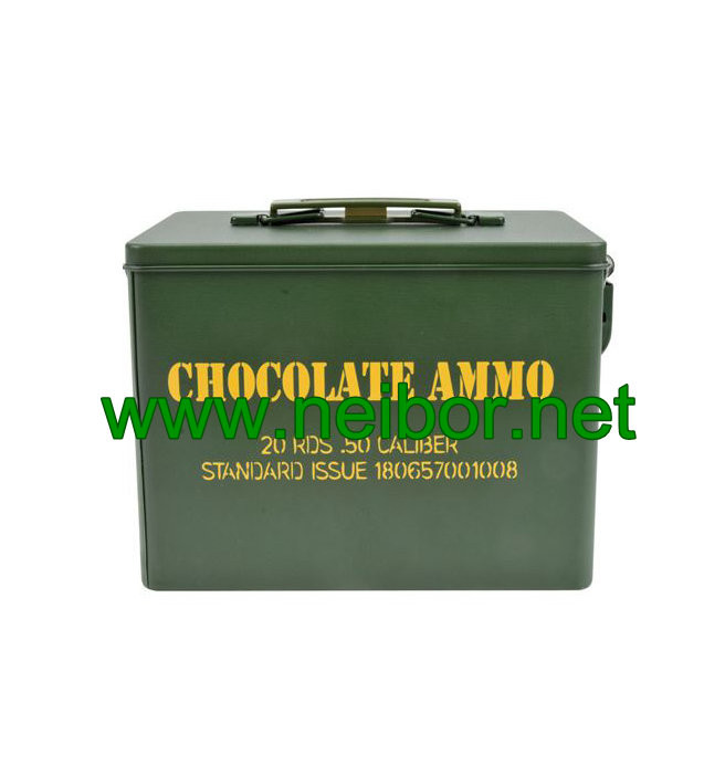 Lockable stackable and Reusable Small Chocolate Ammo Can fake military metal case