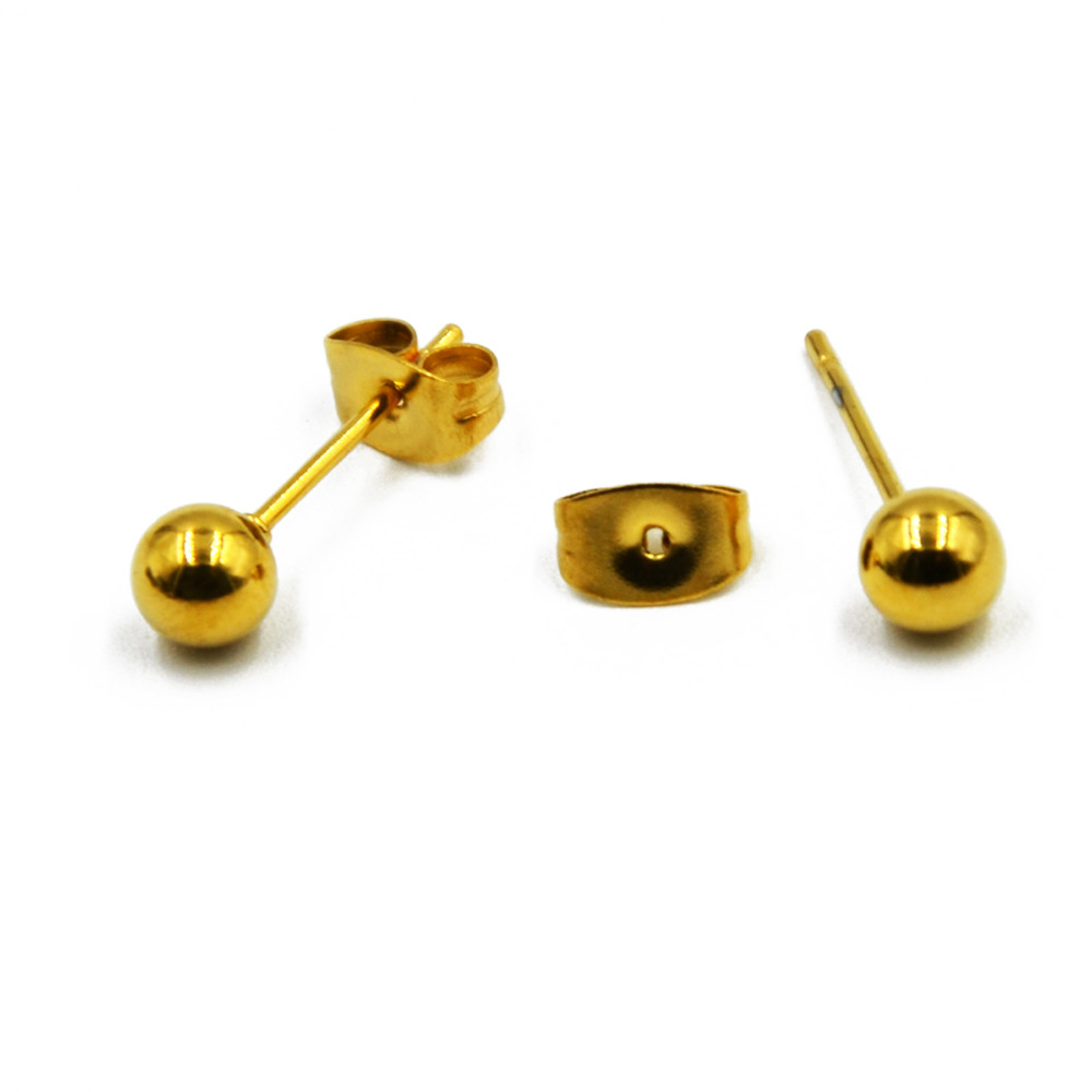 Surgical Steel Silver,Black,Gold&Rose Gold Color Ball Stud Earrings Punk Ear Tragus Ear Piercing Fake Taper For Women