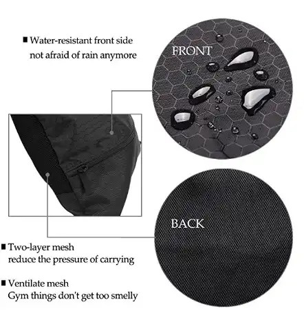 Custom 420D Large Strong Ripstop Waterproof Nylon 420D / 210D Polyester Black Drawstring Backpack