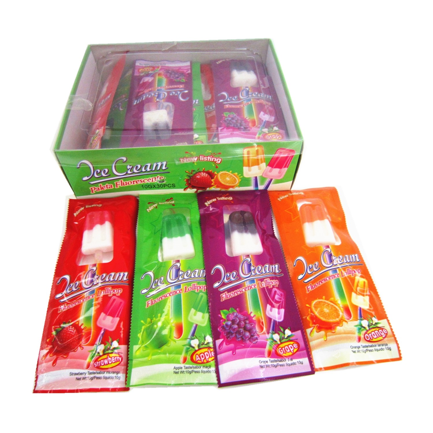 Easter Sweet Ice Cream Shape Fluorescent Lollipop PVC Box Pack
