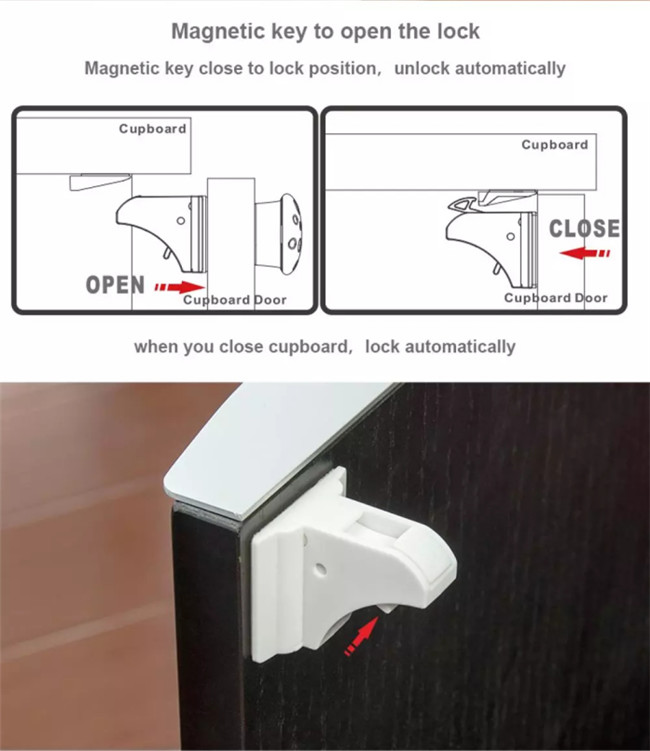 Magnetic Adhesive Child Safety Cabinet Locks Hidden ABS Material Easy Installation
