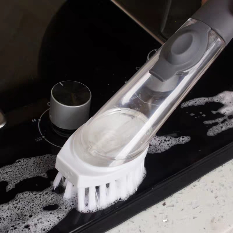 Kitchen hand held Dish Washing Pot Brush Automatic Soap Dispensing Dish Brush Long Handle Clean Brush