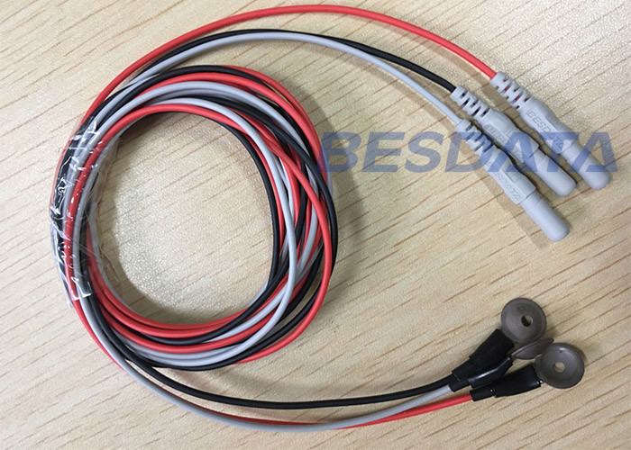 Disposable EEG Electrodes / EEG Disc Electrodes With 150cm Non Tangle Silicone Rubber Leads