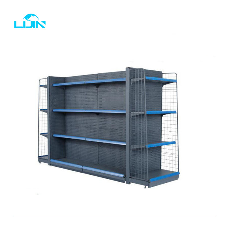 Powder Coated Supermarket Display Racks / Grocery Store Display Shelf