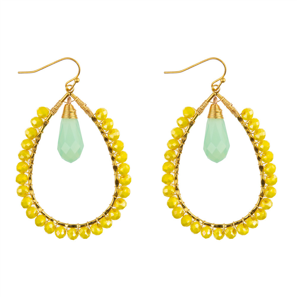 Grape Seeds Drop Shaped Handmade Beads Earring Multi Colors
