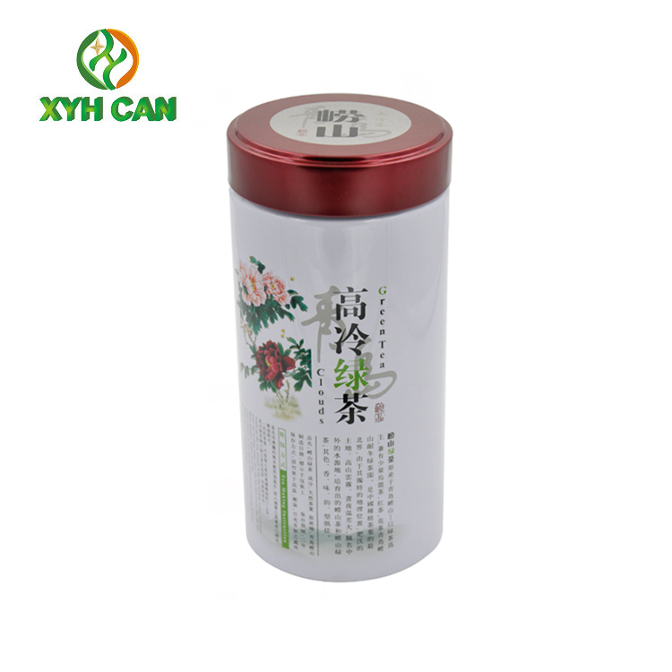 Food Tin Can Red Color Round Paint Recyclable Tin Container Tea Packaging