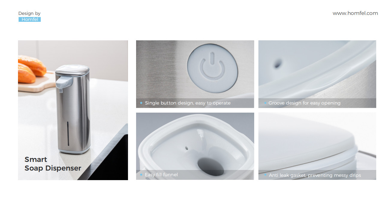 Touch-Free Rechargeable Sensor Liquid Soap Pump Dispenser , Polished Stainless Steel