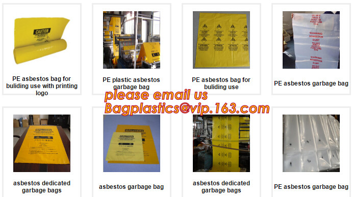 PE packing bag for Asbestos fibers, large size thicker LDPE asbestos remove bags, Large Asbestos Waste Removal Bags, pac