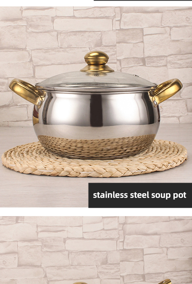 Best Selling Stainless Steel Cookware Set 12pcs Double Layer Cooking Pot Set With Golden Handle