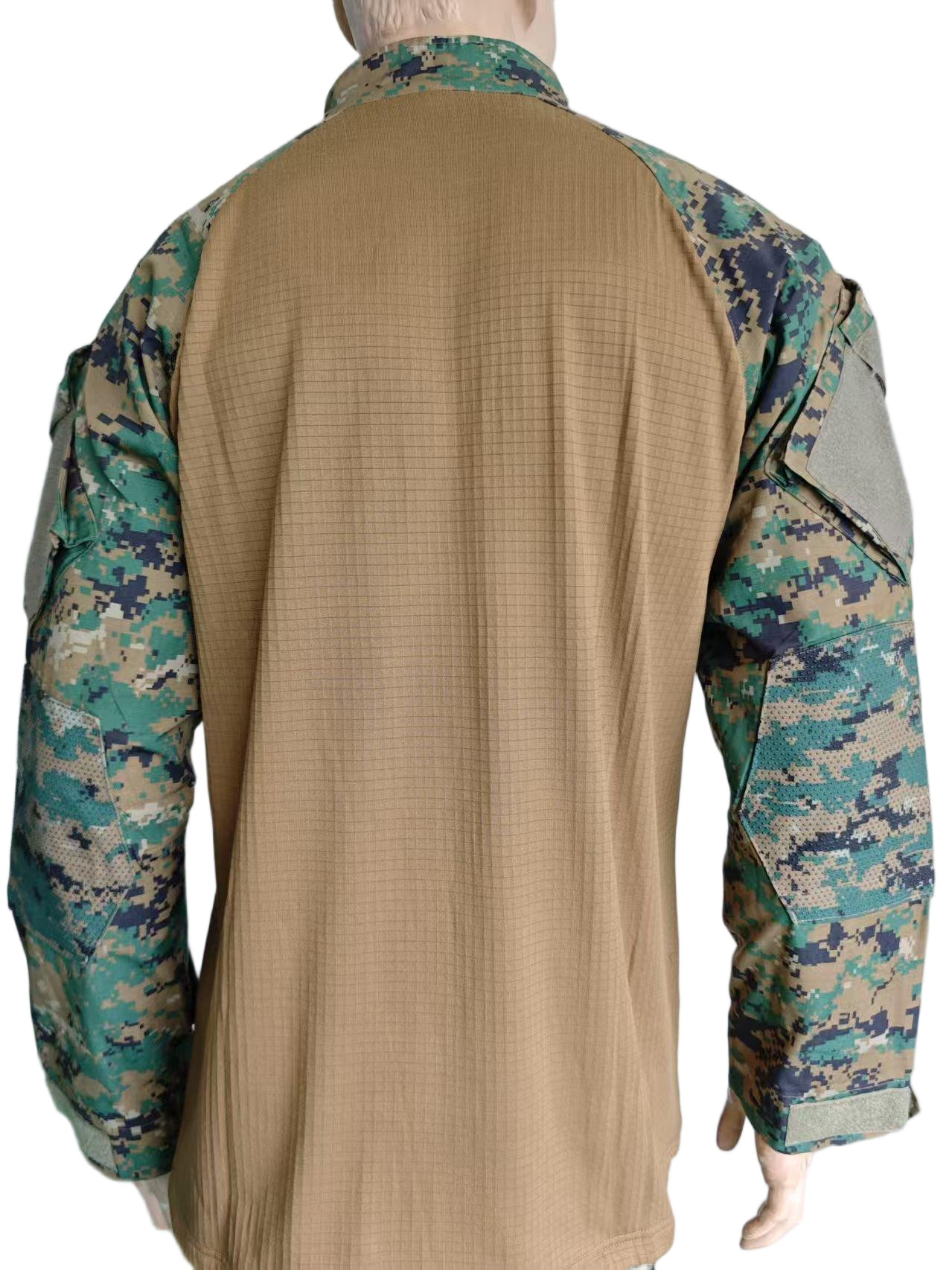 Military Style Camouflage High Neck Half Placket Training Top Breathable Training Camouflage Clothing
