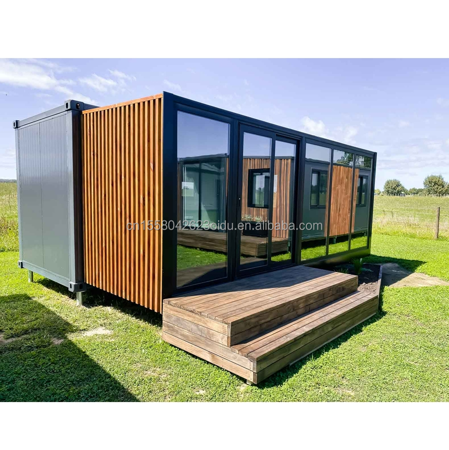 Outdoor Wooden Container Home Luxury Garden Tiny House with 2-3 Bedrooms for Families and Hotels Aluminum Alloy Windows