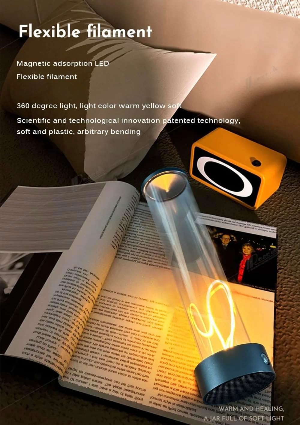 5W COB Dimmable Battery Operated LED Night Light With Warm White Glow